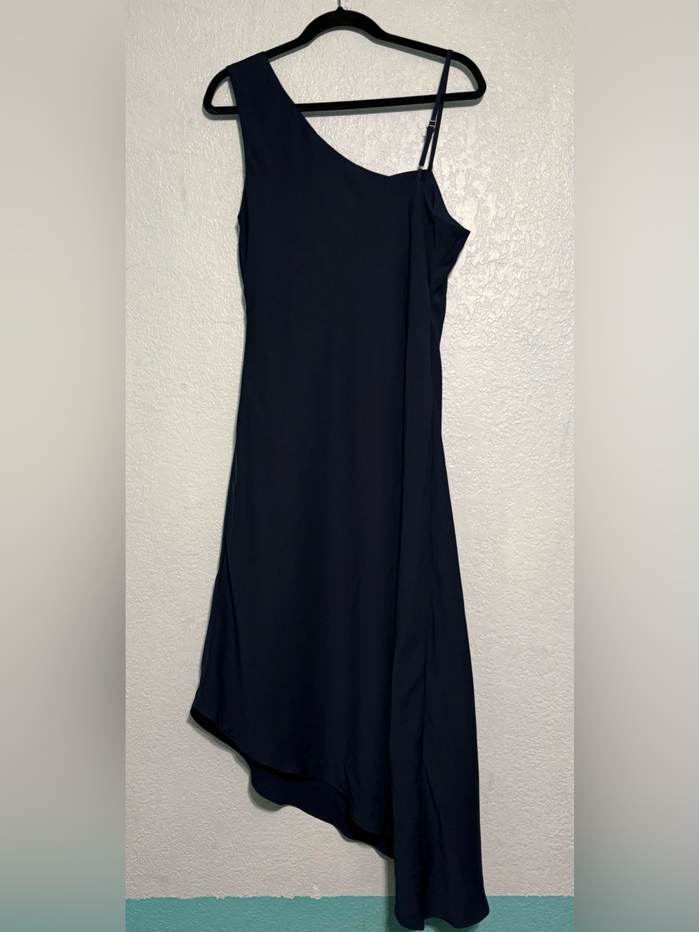 Lulus Navy Blue Asymmetrical One Shoulder Midi Dress Size L - Picture 4 of 6